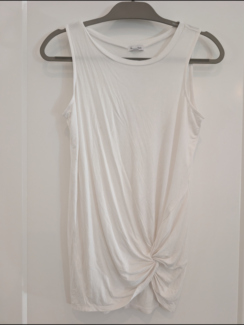 love, Fire White Knot-Front Sleeveless Tank